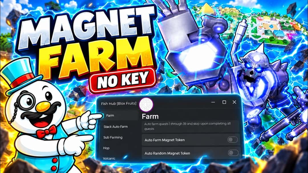 Miniatura de un video de MatLumber sobre un script de Blox Fruits para la Update 30 con auto farm, Magnet Tokens y eventos del mar