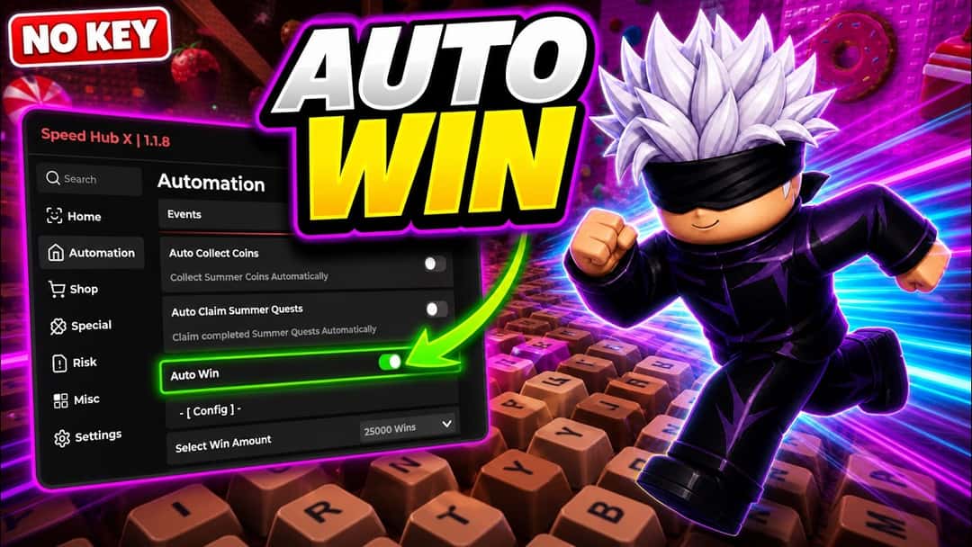 Thumbnail of a SpiderScripts video about +1 Speed Keyboard Escape with Auto Win and Summer Coins